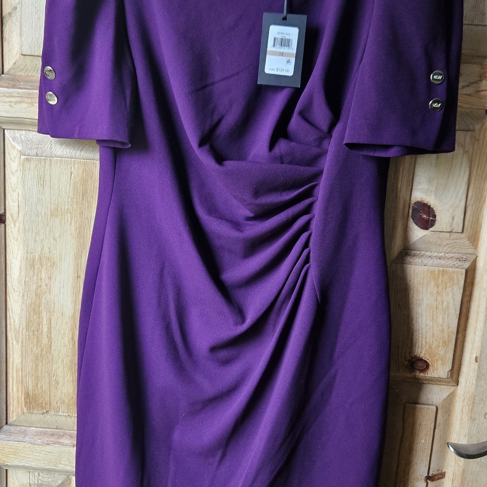 DKNY Rich Purple Long Sleeve Dress